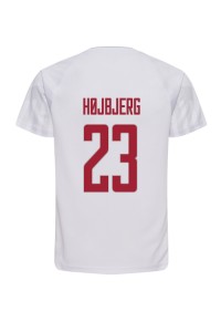 Tanska Pierre-Emile Hojbjerg #23 Jalkapallovaatteet Vieraspaita MM-kisat 2022 Lyhythihainen